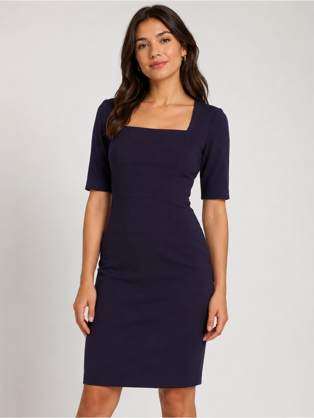 Adrianna Papell Deep Purple Square-Neck Sheath Dress